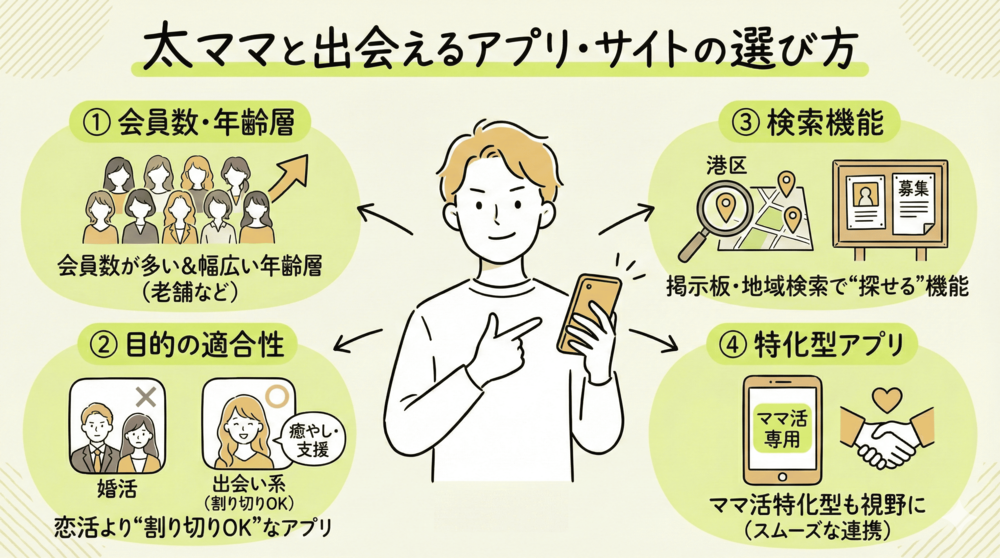 太ママの年齢層の会員数が多いサイトやアプリを狙う
